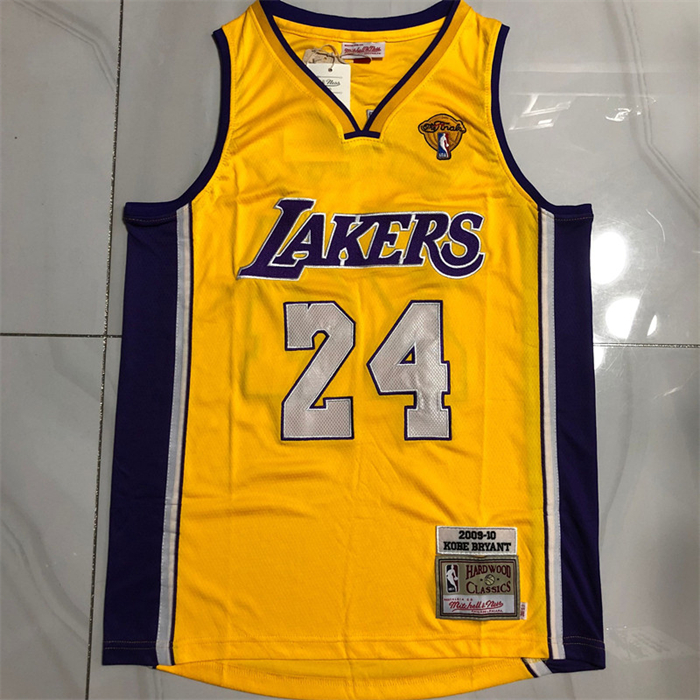 Camiseta Los Angeles Lakers Kobe Bryant NO 24 Mitchell & Ness 2009-10 Amarillo